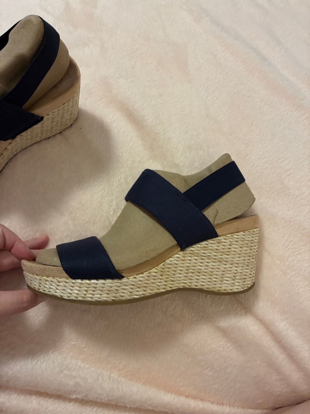 Life Stride Navy Slingback Wedge Sandals - Picture 4 of 7